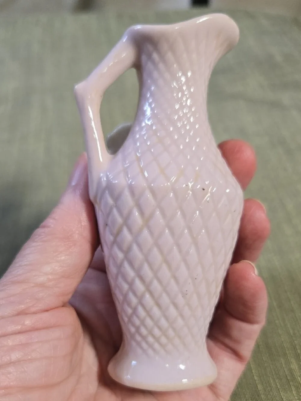 Pink Porcelain Mini Pitcher with Gold Leaf Accents